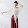 Top clásico reversible para danza para mujer, de corte holgado con mangas murciélago y cintura ceñida, top para práctica de movimiento corporal de danza china
