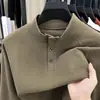 Camiseta Masculina de Veludo Alemão Dupla Face com Gola Alta para Comércio Exterior Transfronteiriço Outono e Inverno, Camiseta Básica Casual Fashion de Caimento Solto, Moletom Tendência