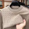Suéter de Cuello Redondo para Hombre Otoño Invierno Suéter de Lana para Hombre Grueso Cálido de Alta Gama Tejido Jacquard Base para Hombre