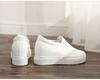 Zapatos casuales de cuero blanco para mujer, suela gruesa, altura oculta, sin cordones, resistentes al agua y a las manchas, no rozan los pies