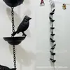 Cadenas de Lluvia con Pájaros Móviles Transfronterizos en Tazas Cadena de Lluvia Pájaros Móviles Decoración Exterior de Metal