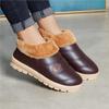 Pantuflas de algodón de invierno 2023 para hombre, talón de bolsa, impermeables, cálidas, de suela gruesa, forradas de vellón, para interior, de cuero, zapatos de algodón para el hogar, zapatos de felpa para mujer