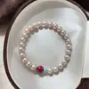 Pulseira Cinnabar Pérola Shijia Cor de Rosa, Joia em Camadas da Moda de Luxo Leve Nicho Vintage com Contas Turquesa