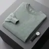 Suéter de Caxemira Novo Outono e Inverno Masculino Gola Redonda Cor Sólida Suéter Pulôver Manga Longa Solto Casual Malha Camisa Base Top