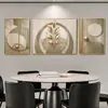 Pintura decorativa Wabi-sabi de luxo leve, pinheiro preto e dourado, para parede de fundo de sofá da sala de estar, pintura em porcelana de cristal com liga de alumínio e moldura, atacado
