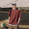 Camiseta Masculina de Gola Redonda e Manga Curta Top Pesado Falso de Duas Peças