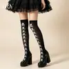 Medias Altas Manchadas de Sangre Halloween Temu Calcetines de Terciopelo Altos JK Calcetines Altos para Mujer Accesorios de Disfraz de Hueso Calabaza