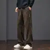 Pantalones de pana de franela para hombre temporada otoño invierno estilo retro americano juvenil estilo perezoso sueltos rectos casuales largos