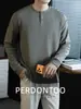 Camiseta Henley de Algodão Waffle Retrô com Botões e Gola Henley de Manga Longa para Homens, Top Casual para o Dia a Dia Primavera 2026