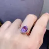 Anillo de amatista natural exquisito plata 925 chapado en oro sentido de nicho lujo accesorios para amantes al por mayor una generación de pelo