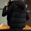 Colete com Capuz Masculino Inverno 2024 Novo Colete de Algodão com Penas Jaqueta Masculina Sem Mangas para Ombro Jaqueta Masculina Espessa