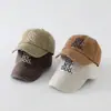 Boné de beisebol infantil bordado com letra, lavagem vintage, unissex, com copa macia, proteção solar, boné de beisebol moderno, casual, desgastado