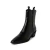Primer Encuentro con Botines Británicos de Punta Fina para Mujer, Botas Martin de Otoño e Invierno, Botas Vaqueras Western de Tacón Grueso con Punta Cuadrada Pequeña y Corte en V