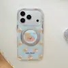 Capa magnética azul e rosa xadrez com urso, suporte 360, adequada para iPhone 17 Pro Max, capa de telefone Apple 16 15