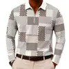 Camisa POLO de Otoño Nueva para Hombre Europea y Americana 2026 Patrón de Cuadros Impresión 3D Casual Top para Hombre