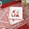 Plato y Juego de Cubiertos de Papá Noel Cosido Estilo Ins Nórdico, Plato Cerámico Estilo Occidental con Relieve para Condimentos, Forma Cuadrada Vintage