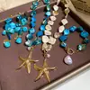 Colar de pérola de concha estilo europeu e americano, geométrico irregular, estrela-do-mar, para clavícula, estilo de férias na praia, acessório de verão de alta qualidade