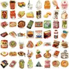 50 Hojas Estilo Pintura Comida Japonesa Pegatinas de Garabatos Decoración para Cuaderno Teléfono Maleta DIY Impermeable Venta al por Mayor Transfronteriza