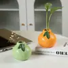 Jarrón pequeño de cerámica creativo con forma de planta hidropónica, color verde, rosa, cobre, dinero, hierba, flor, adorno decorativo para escritorio de sala de estar.