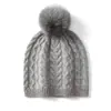 Cachemira 2026 Otoño/Invierno Nuevo para Mujer de Gama Alta Color Sólido Tejido para Exteriores Cálido Moda Tejido de Punto con Pompón Gorro Casual