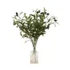 Ramas de olivo verdes artificiales con cuatro horquillas y frutos, perfectas para decoraciones de bodas, decoración del hogar, accesorios de fotografía y arreglos florales.