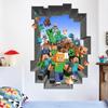Meu mundo Minecraft run away estéreo 3D pessoa pequena minerando autoadesivo à prova d'água adesivo de parede para quarto de criança