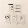 Calcetines de Algodón para Mujer hasta la Pantorrilla, Estilo Ins Blanco Leche Rayados con Letras para Primavera y Otoño, Versión Coreana Estilo Universitario Calcetines hasta la Pantorrilla para Mujer