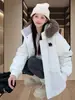 Casaco de inverno novo feminino, curto, de algodão para trabalho, com gola grande de pele, jaqueta parka espessa para pessoas baixinhas