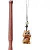 Llavero Colgante de Palo de Rosa Tallado de Dibujos Animados Gato Travieso Sándalo Verde Creativo Mascota Cadena para Teléfono Móvil Colgante Accesorio