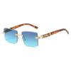 Nuevos Lentes de Sol Retro Cuadrados sin Montura Ins Cool Moda Leopardo Decorativos para Exteriores Street Shot Trendy