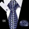 Corbata azul de tres piezas para hombre, corbata formal, suministro directo de fábrica, transfronterizo