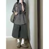 Camisa Quadrada Retro Japonesa com Gola Quadrada, Bolsos e Manga Curta, Unissex, Verão, Nova, Casual, Solta