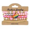 Pulseira de estilo de férias transfronteiriça europeia e americana, contas de arroz, pulseira elástica com contas, joias femininas, bandeira do amor, acessórios Yiwu