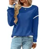 Nuevo Top Suelto de Bloques de Color con Cuello Redondo y Mangas Largas de Punto Sintético para Mujer, Transfronterizo de Amazon, Otoño/Invierno 2026, Europeo y Americano