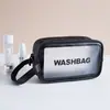Nueva Bolsa de Tocador de PU de Moda, Esencial para Viajes, Bolsa de Maquillaje Portátil Visible, Bolsa de Almacenamiento para Cosméticos Engrosada y Duradera