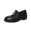 Mocasines de Piel Genuina para Mujer, Nuevo Modelo 2026, Punta Redonda, Hebilla Metálica, Zapatos de Piel sin Cordones, Tacón Medio, Planos Estilo Universitario para Mujer