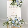 Celebración de Boda Banquete de Compromiso Letrero de Bienvenida Tablero KT Decoración Floral Artificial Arreglo de Flores Artificiales Ceremonia de Entrega Ambiente