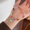 Literatura y Arte Estilo Retro Chino Moda Nacional Pegamento Rojo Flor Cristal Pulsera para Mujer Sentido del Diseño Temperamento Simple Pulsera con Cierre de Seguridad
