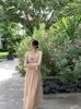 Elegante Coreano 2026 Verano Nuevo Vestido de Tirantes Bandeau con Pliegues Franceses Estilo Vacaciones para Mujer Vestido Largo