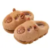 Chinelos de Algodão de Inverno para Crianças Capivara Meninos e Meninas Quentes Peludos de Pelúcia Casa Sapato de Algodão com Costas para Crianças