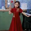 Novo Vestido Infantil Estilo Chinês, Vestido de Princesa de Verão para Meninas, Fantasia de Desfile Estilo Antigo para Menina Pequena Anfitriã Vermelha