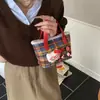 Bolso Cubo Nuevo de Cuadros Otoño/Invierno 2026 para Mujer, Bolso de Mano Lindo de Dibujos Animados, Bolso Cruzado de Lana a Cuadros para Viaje de Niños