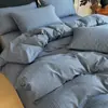 Juego de Cuatro Piezas Espeso Cepillado de Algodón Puro 100% Algodón Sábana Funda Nórdica Juego de Tres Piezas para Dormitorio de Estudiantes Faldón de Cama Funda Nórdica Juego de 4 Piezas