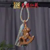 Colgante de Cadena para Teléfono Móvil Talla de Caballo de Palosanto Yiming Xianyuan Arena Verde Arcoíris Llavero de Caballo Tallado en Madera Creativo