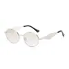 Gafas de Sol Ovaladas Metálicas Estilo Europeo y Americano Retro para Mujer, Gafas de Sol de Moda para Viajes Fotografía Callejera, Gafas de Sol con Protección UV