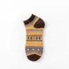 Calcetines de Barco Estilo Étnico Retro para Hombre, Calcetines Cortos de Doble Capa para Primavera y Otoño, Calcetines de Moda, Calcetines de Algodón Resistentes al Olor con Diseño Geométrico, Absorbentes de Sudor y Antideslizantes