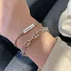 Pulsera Sencilla para Nariz Japonesa y Coreana para Mujer Chapada en Plata 925 Tendencia Ins Versión con Letras Sencillas Pulsera Personalizada para Estudiante