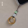 Cadena para teléfono móvil con hebilla de anillo de sándalo y palisandro de ébano. Llavero para hombre y mujer, cordón antipérdida para teléfono móvil, adorno para bolso con disco U.
