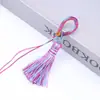 Anillo de Nudo de Diamante Degradado Teñido por Secciones Llavero con Borla Colgante para Bolso Joyería Tejida a Mano DIY Accesorios para Colgar Bolsos