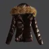 Ropa de Algodón Corta Ajustada de Exportación Europea y Americana, Imitación de Piel, Cuello Grande de Piel, Capucha Oscilante, Chaqueta Cálida Lista para la Venta